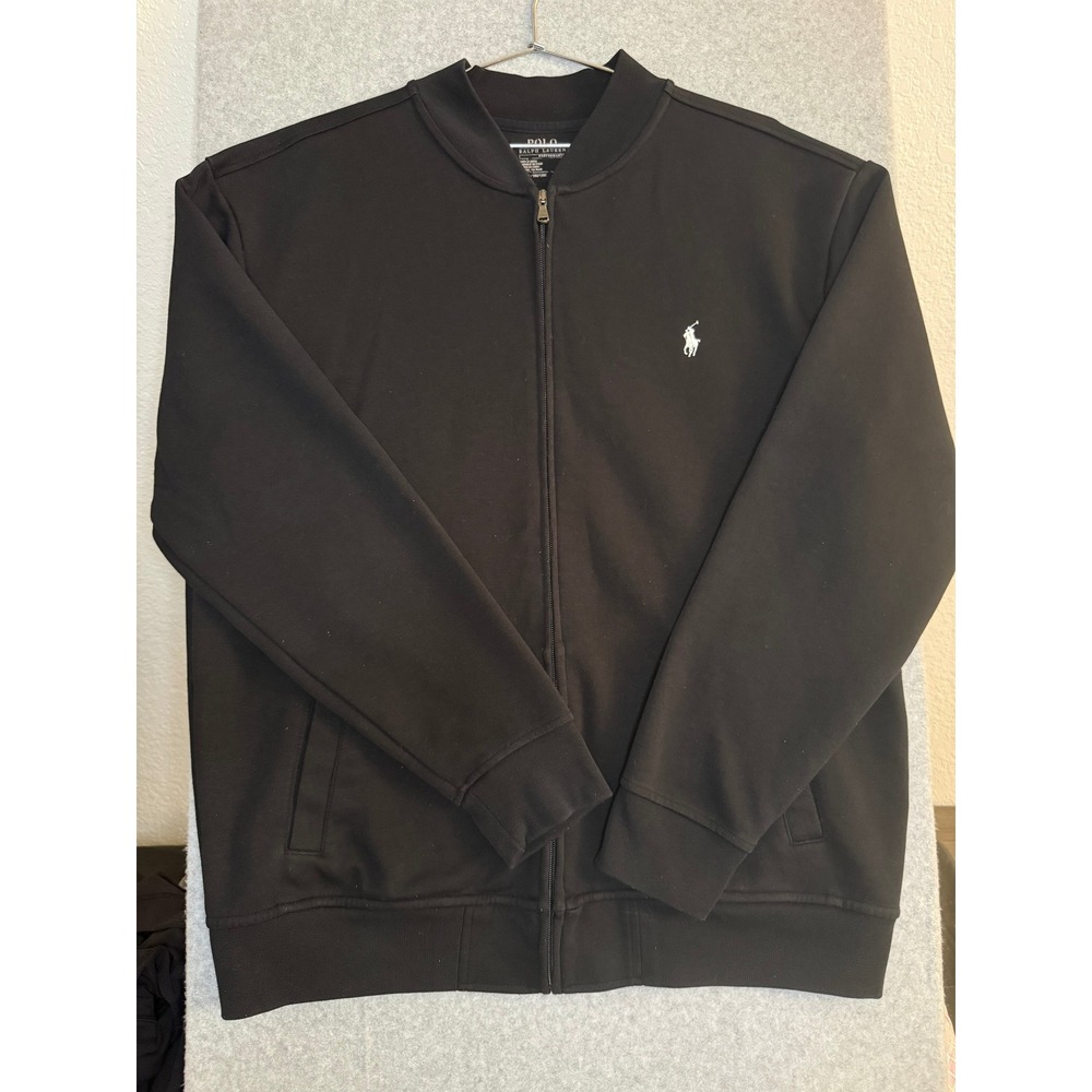 Polo Ralph Lauren Mens Black Double-Knit Full Zip Track Jacket 711652945001